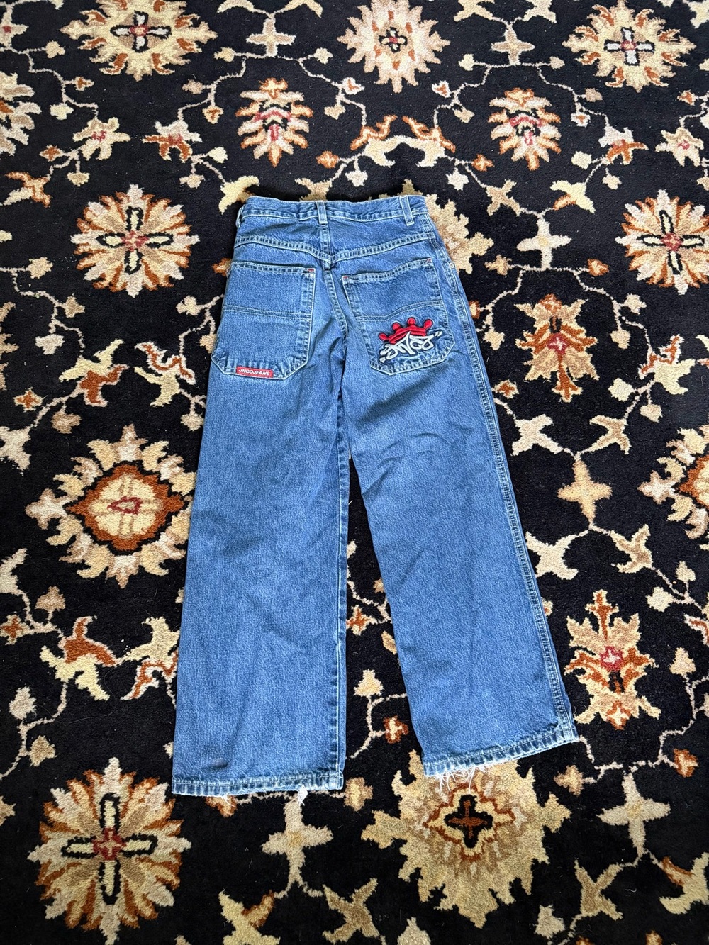 Blue Women's Straight-Leg Embroidered Pocket Jeans